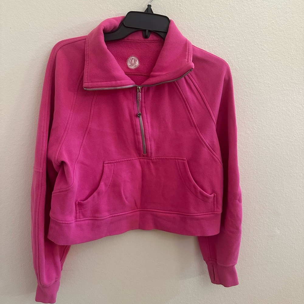 Lululemon Pink oversized half zip scuba Sweatshirt great condition XS/S